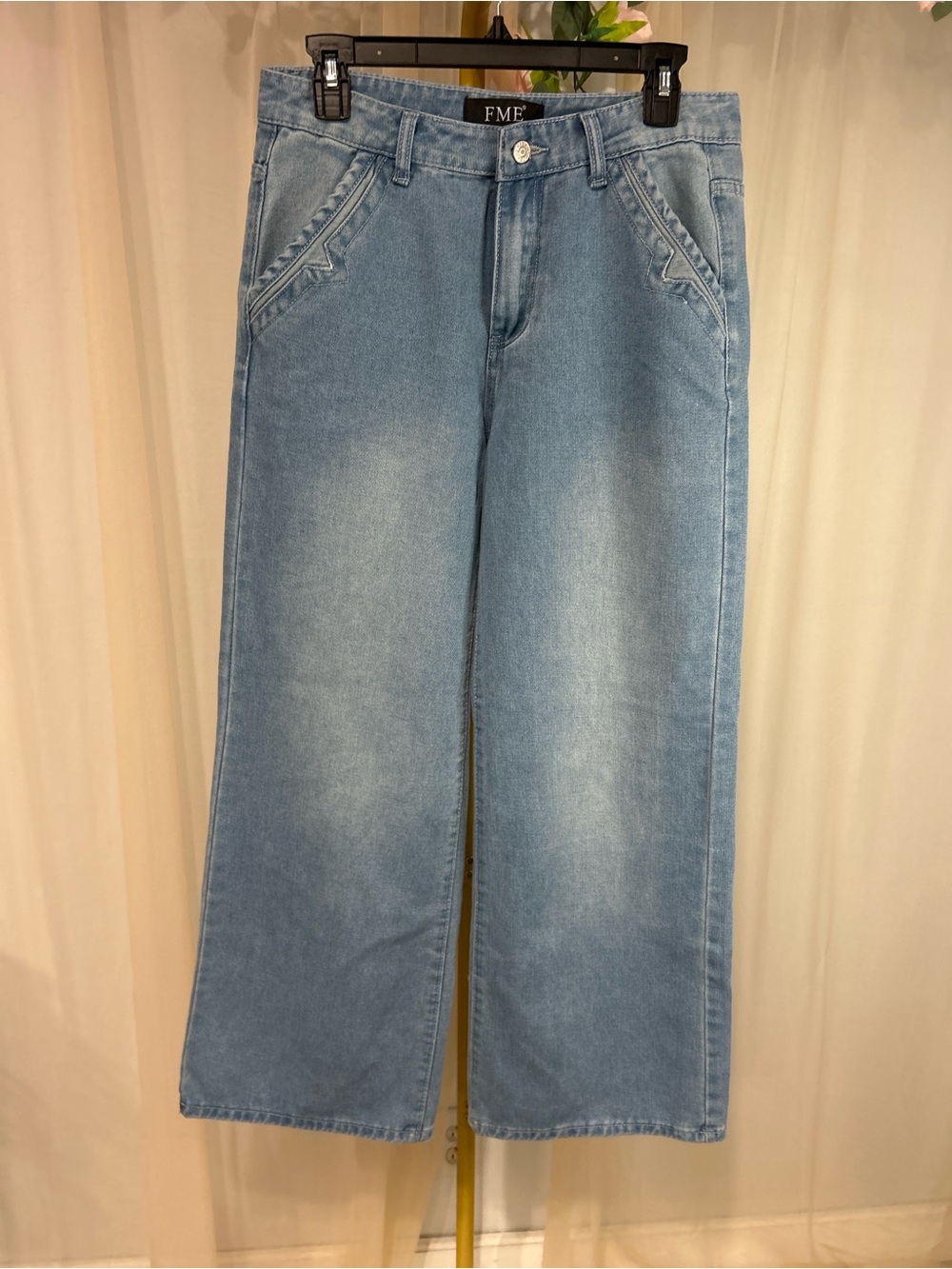 FME Wide Leg Jeans Women’s Large Light Wash High Rise Wide Leg Denim
